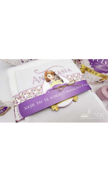 Trusou botez mov cu printese si flori Printesa Sofia 8